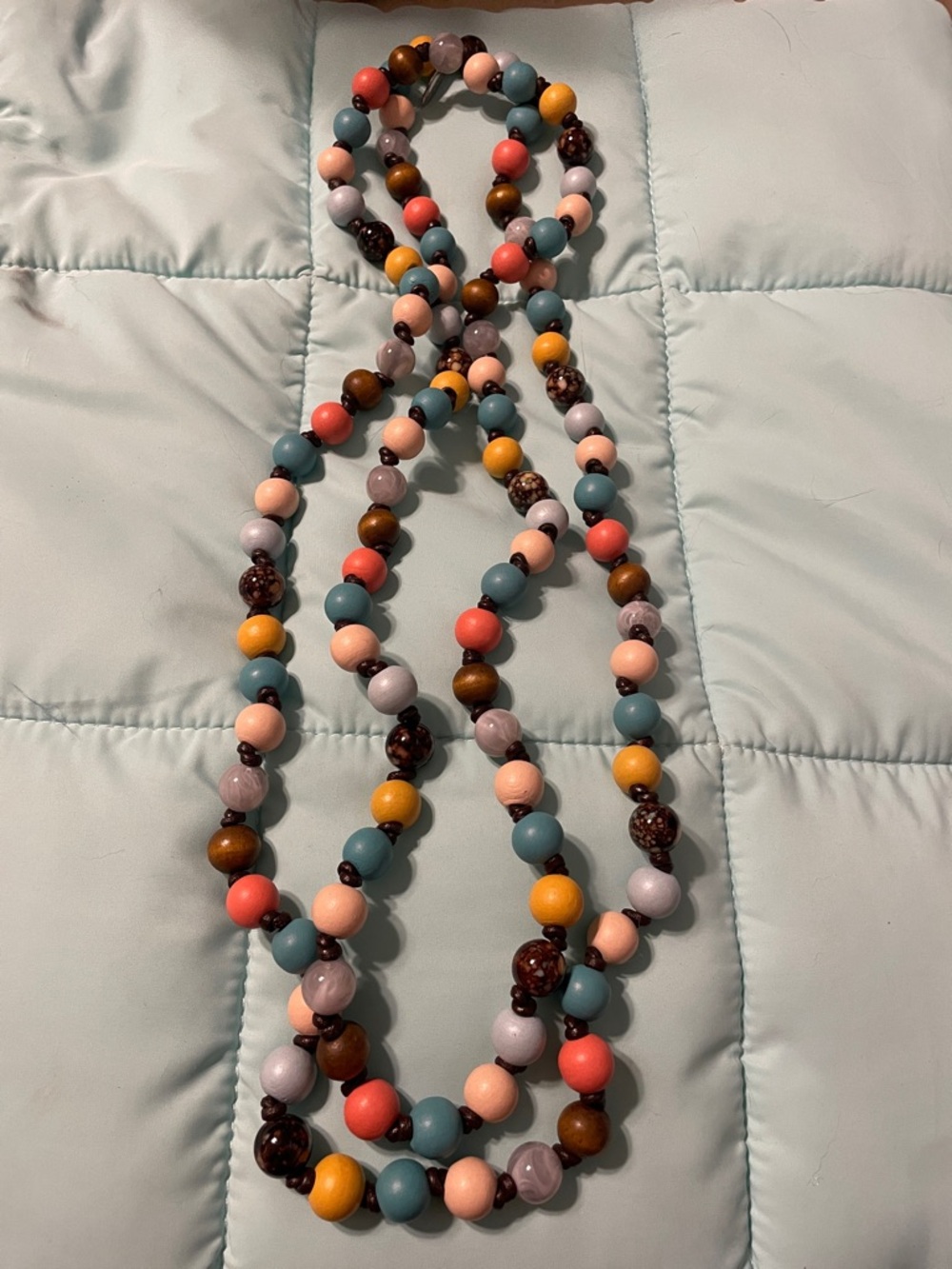 Plunder- Colorful Multi-Bead Necklace - Coral, Teal, Yellow, Brown, Lavender